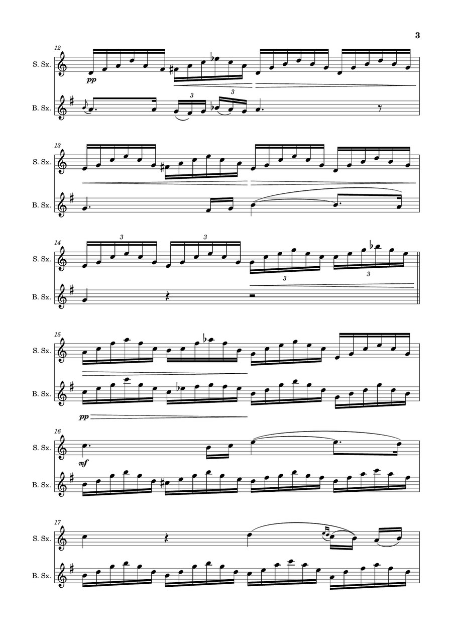 Ave Maria by F. Schubert – Arranged for S. Sax and B. Sax Woodwind Duet scores gallery preview page 3