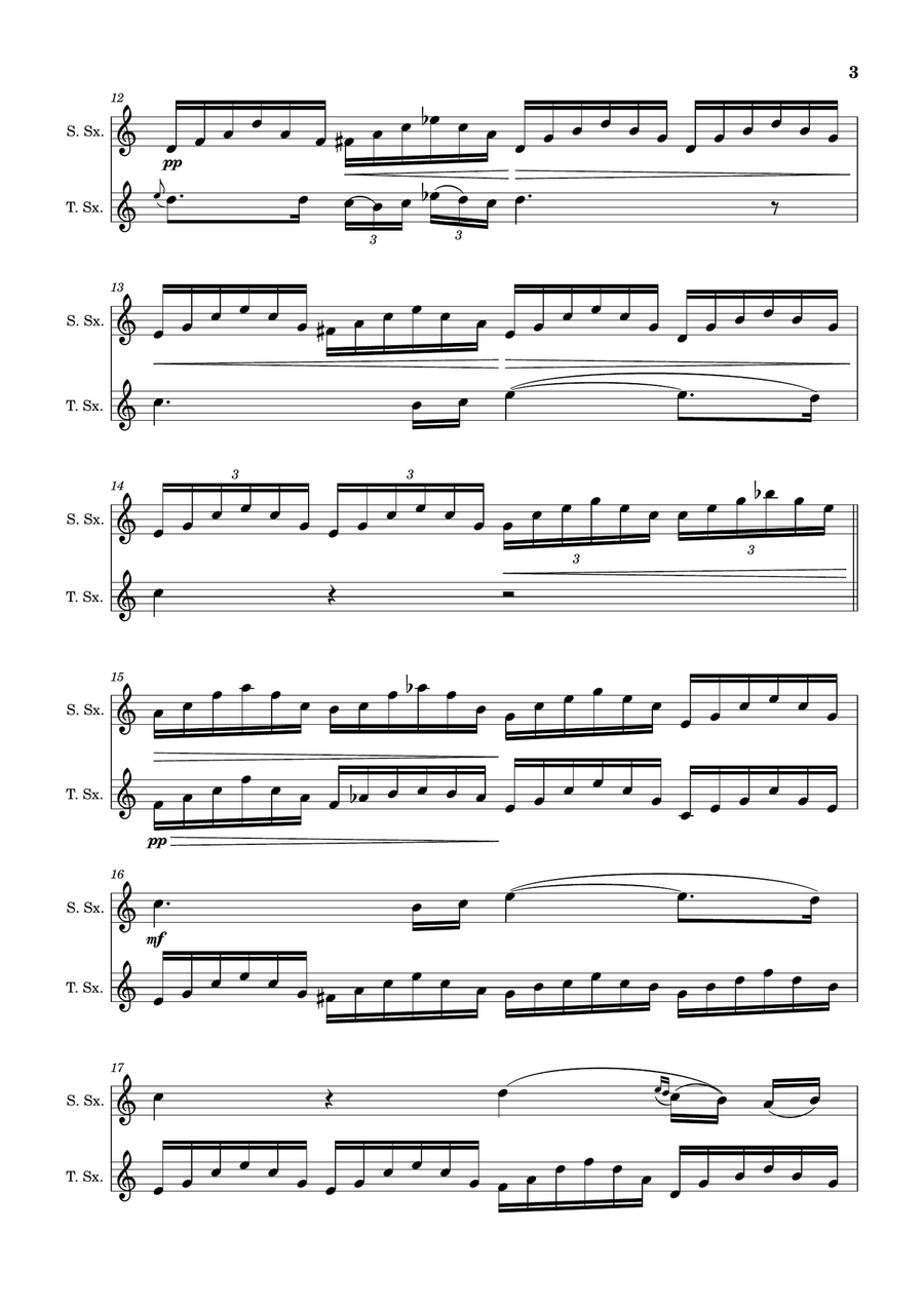 Ave Maria by F. Schubert – Arranged for S. Sax and T. Sax Woodwind Duet scores gallery preview page 3