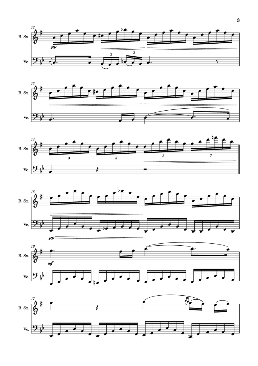 Ave Maria by F. Schubert – Arranged for B. Sax and Cello Chamber Music scores gallery preview page 3