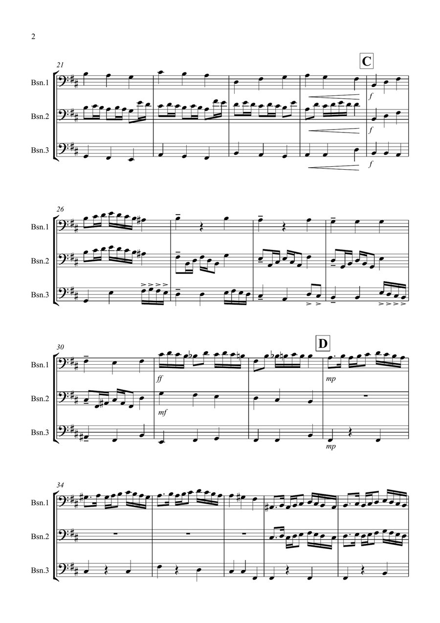 Rondeau (from Abdelazer) for Bassoon Trio Woodwind Trio scores gallery preview page 2