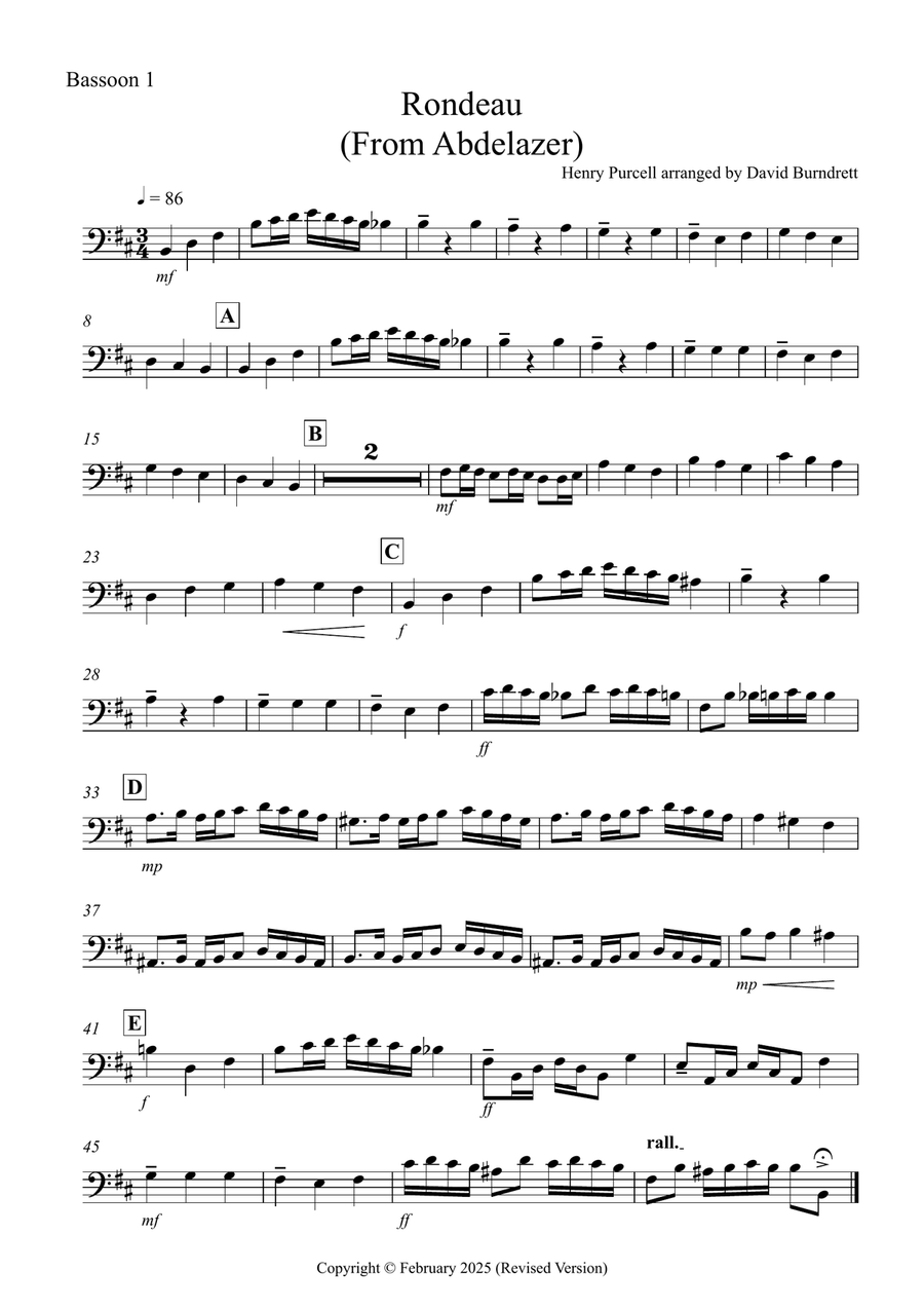 Rondeau (from Abdelazer) for Bassoon Trio Woodwind Trio scores gallery preview page 4