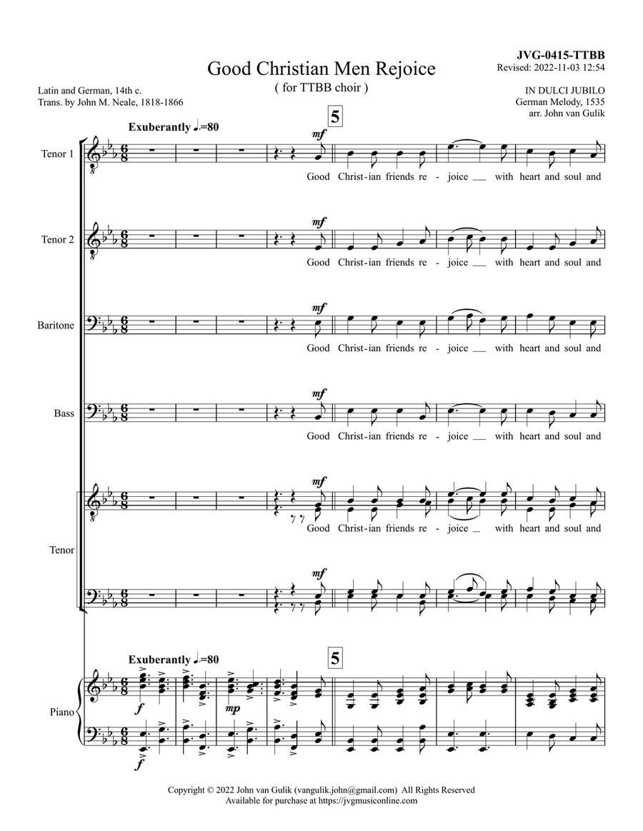 Good Christian Men Rejoice - TTBB Choir TTBB scores gallery preview page 3