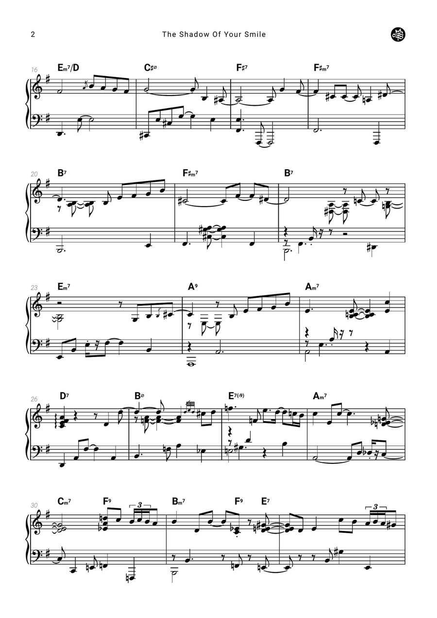 The Shadow Of Your Smile Piano Solo scores gallery preview page 2