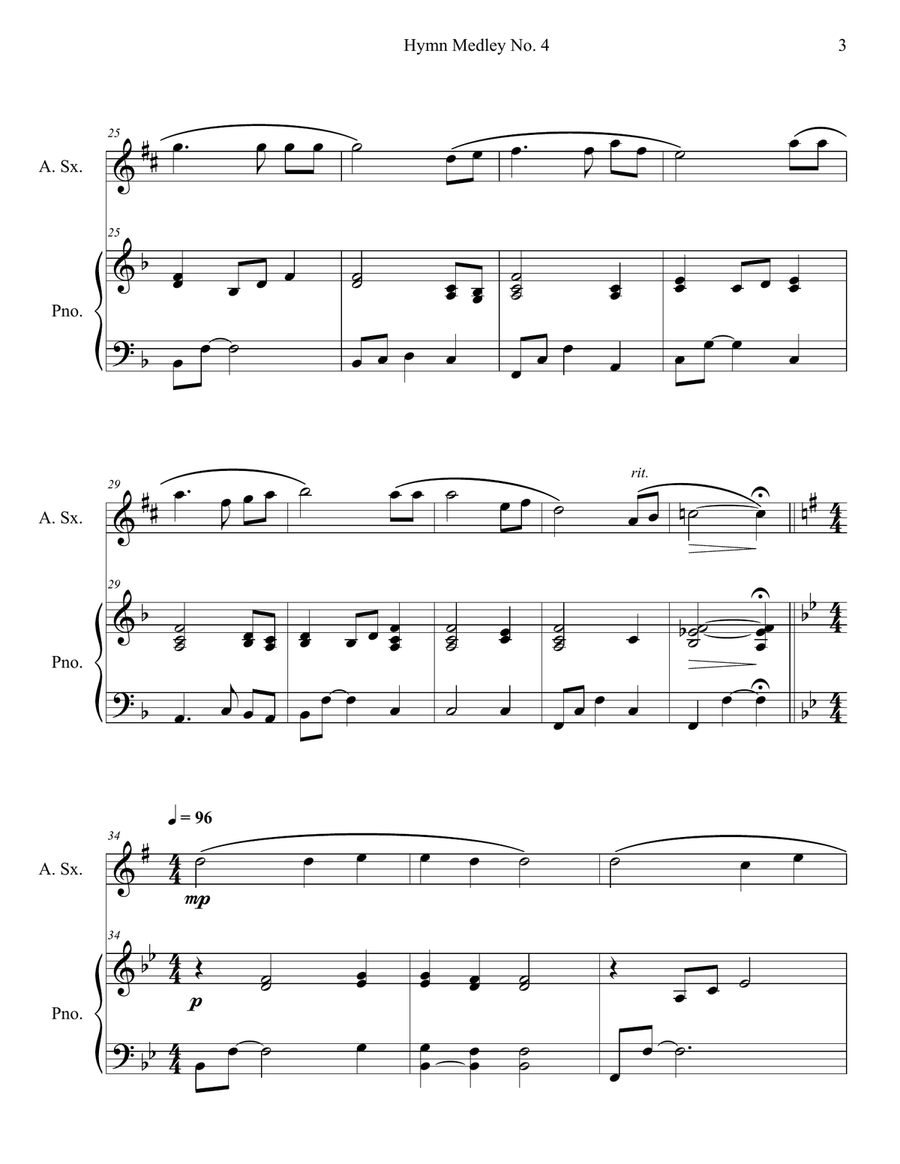 Hymn Medley No. 4 (Alto Sax Solo with Piano Accompaniment) Alto Saxophone scores gallery preview page 3