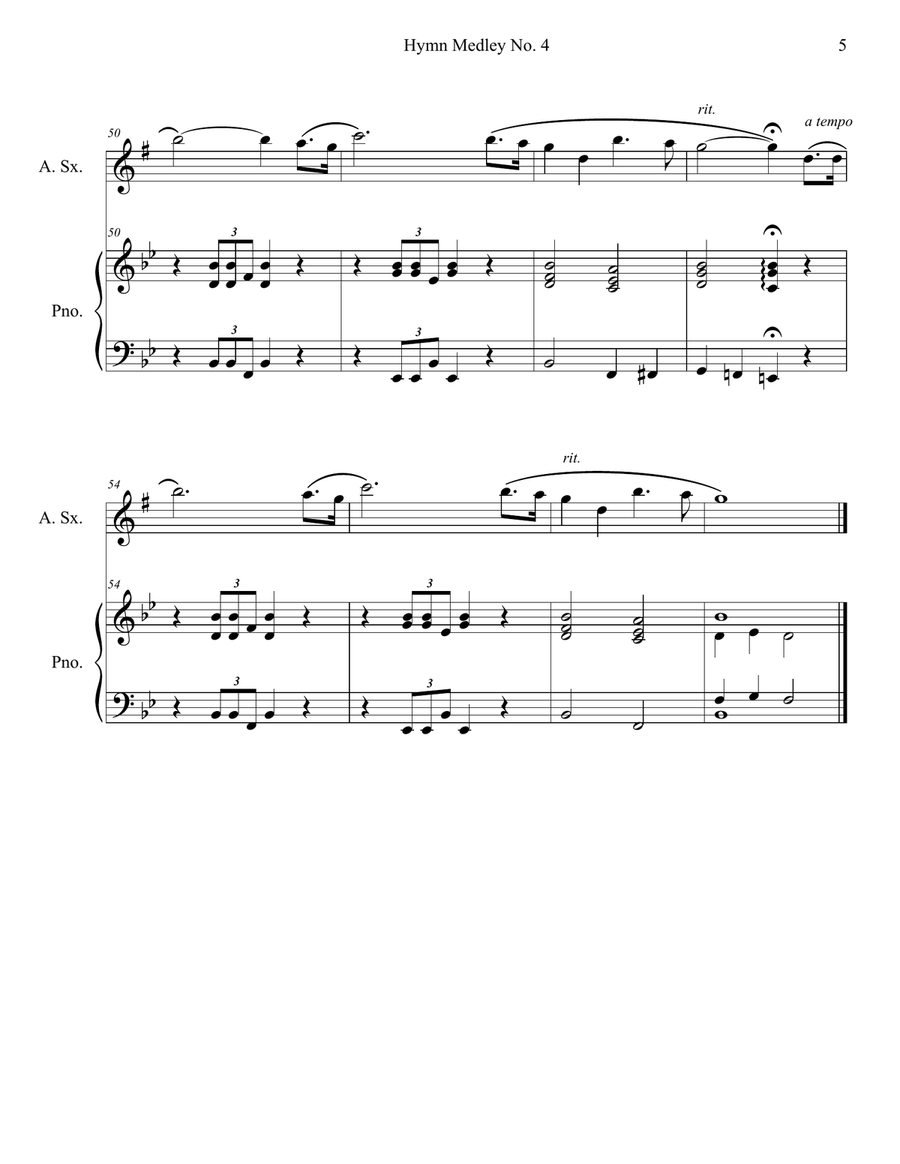 Hymn Medley No. 4 (Alto Sax Solo with Piano Accompaniment) Alto Saxophone scores gallery preview page 5