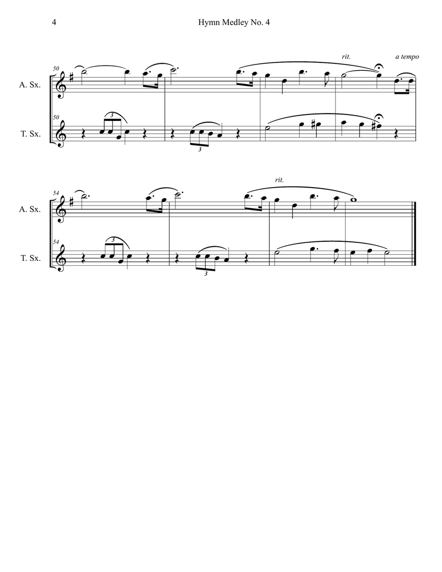 Hymn Medley No. 4 (Alto and Tenor Sax Duet) Woodwind Duet scores gallery preview page 4