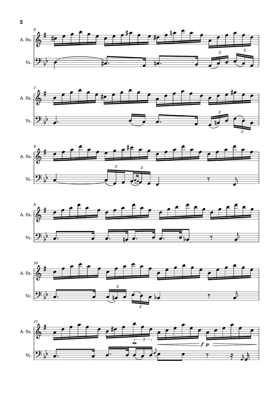 Ave Maria by F. Schubert – Arranged for A. Sax and Cello Chamber Music scores gallery preview page 2
