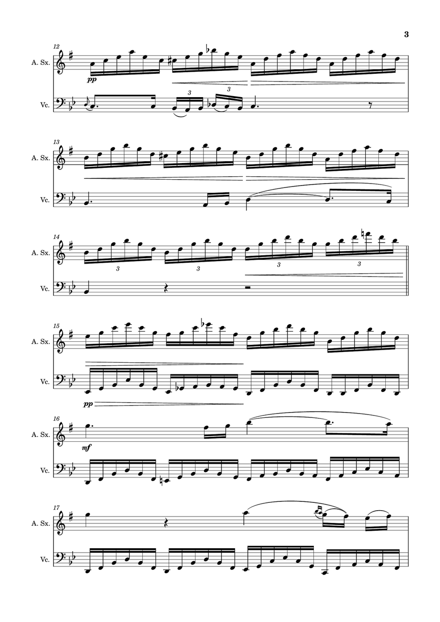 Ave Maria by F. Schubert – Arranged for A. Sax and Cello Chamber Music scores gallery preview page 3