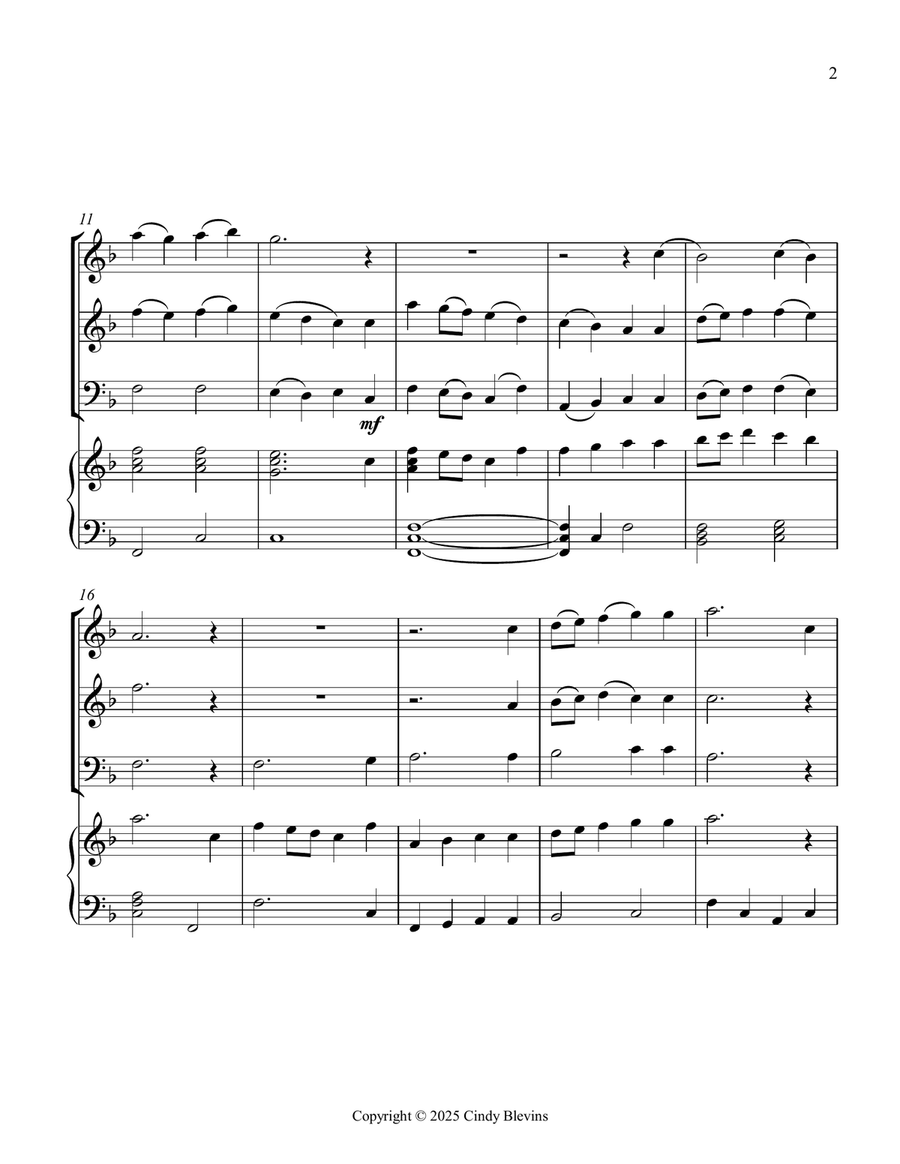 I Sing the Mighty Power of God, for Two Violins, Cello and Piano Piano Quartet scores gallery preview page 3