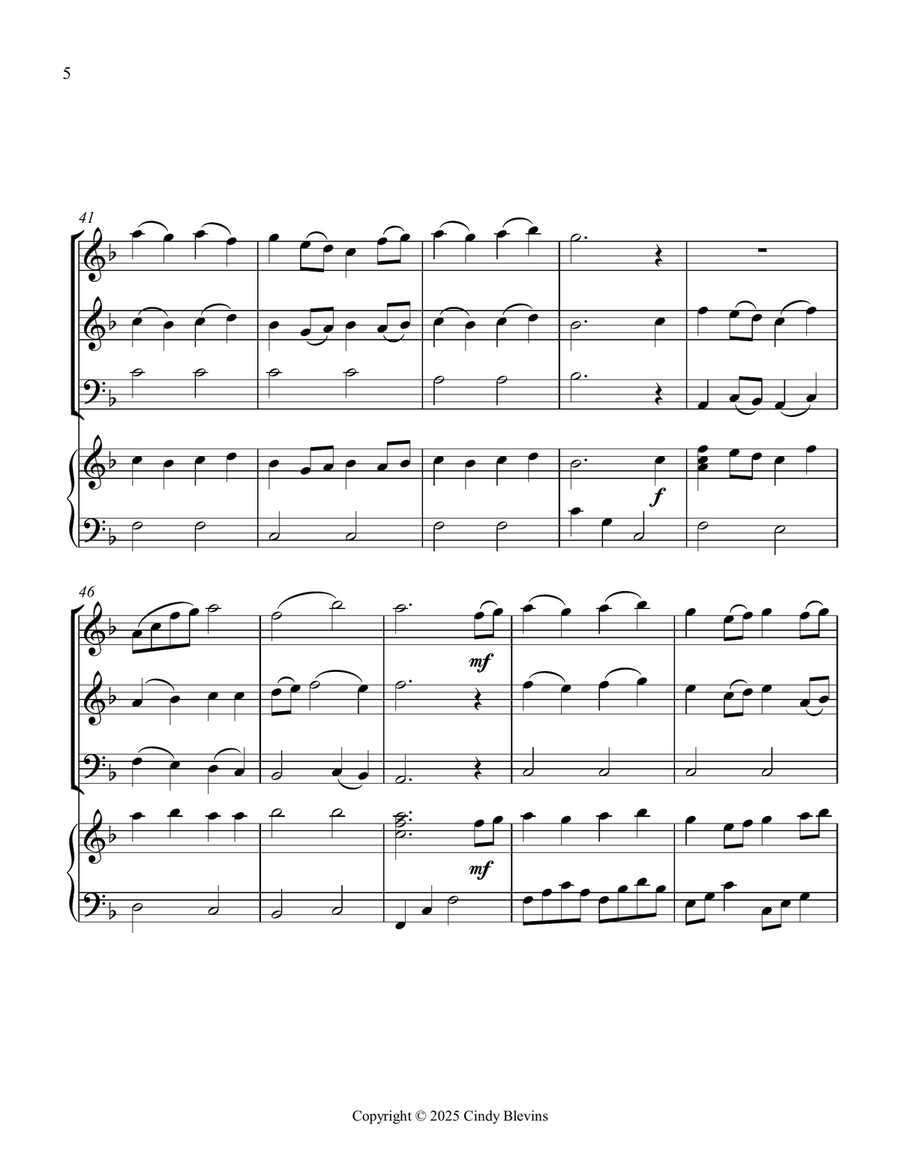 I Sing the Mighty Power of God, for Two Violins, Cello and Piano Piano Quartet scores gallery preview page 6