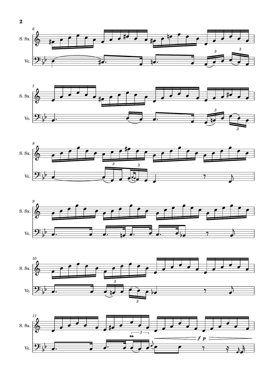 Ave Maria by F. Schubert – Arranged for S. Sax and Cello Chamber Music scores gallery preview page 2