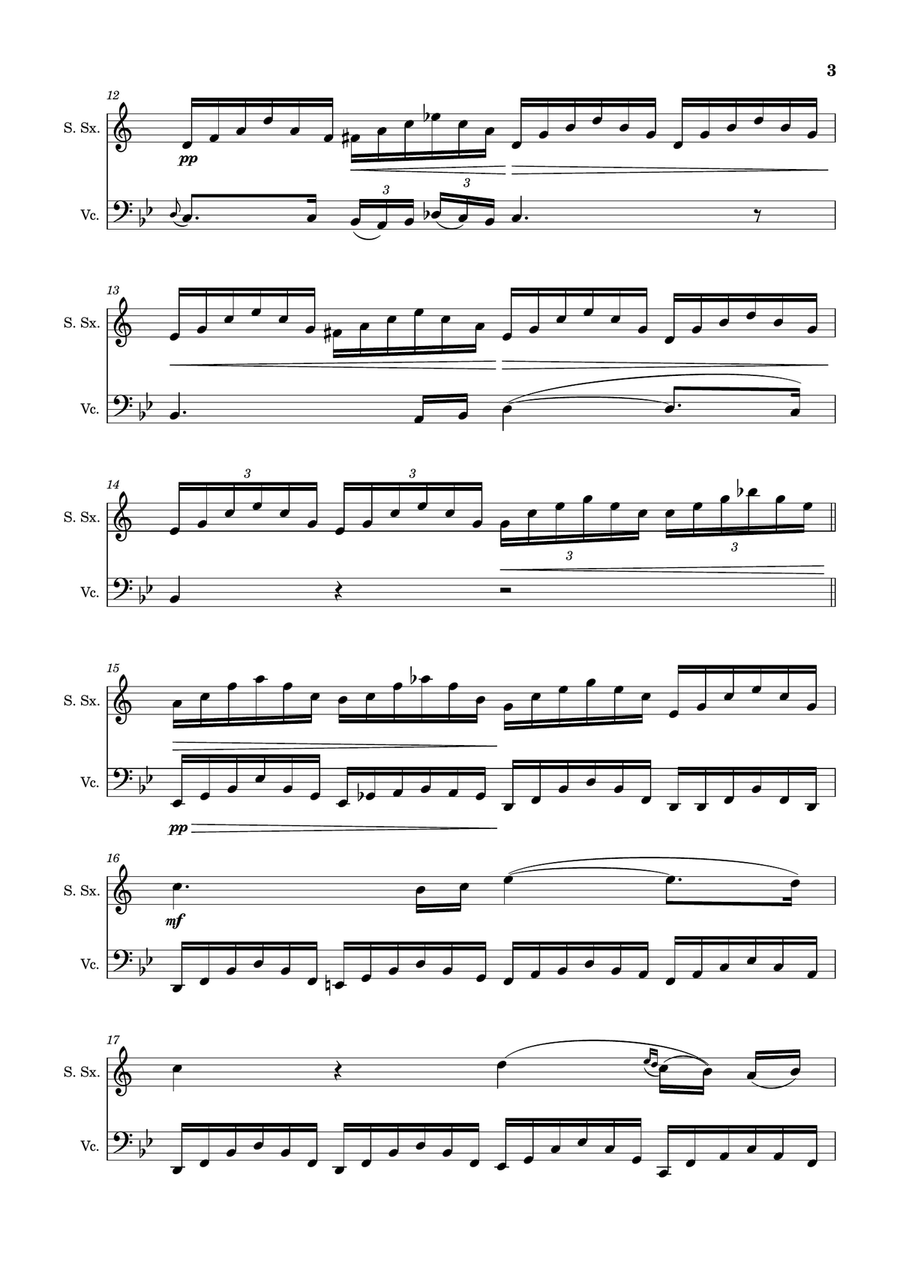 Ave Maria by F. Schubert – Arranged for S. Sax and Cello Chamber Music scores gallery preview page 3