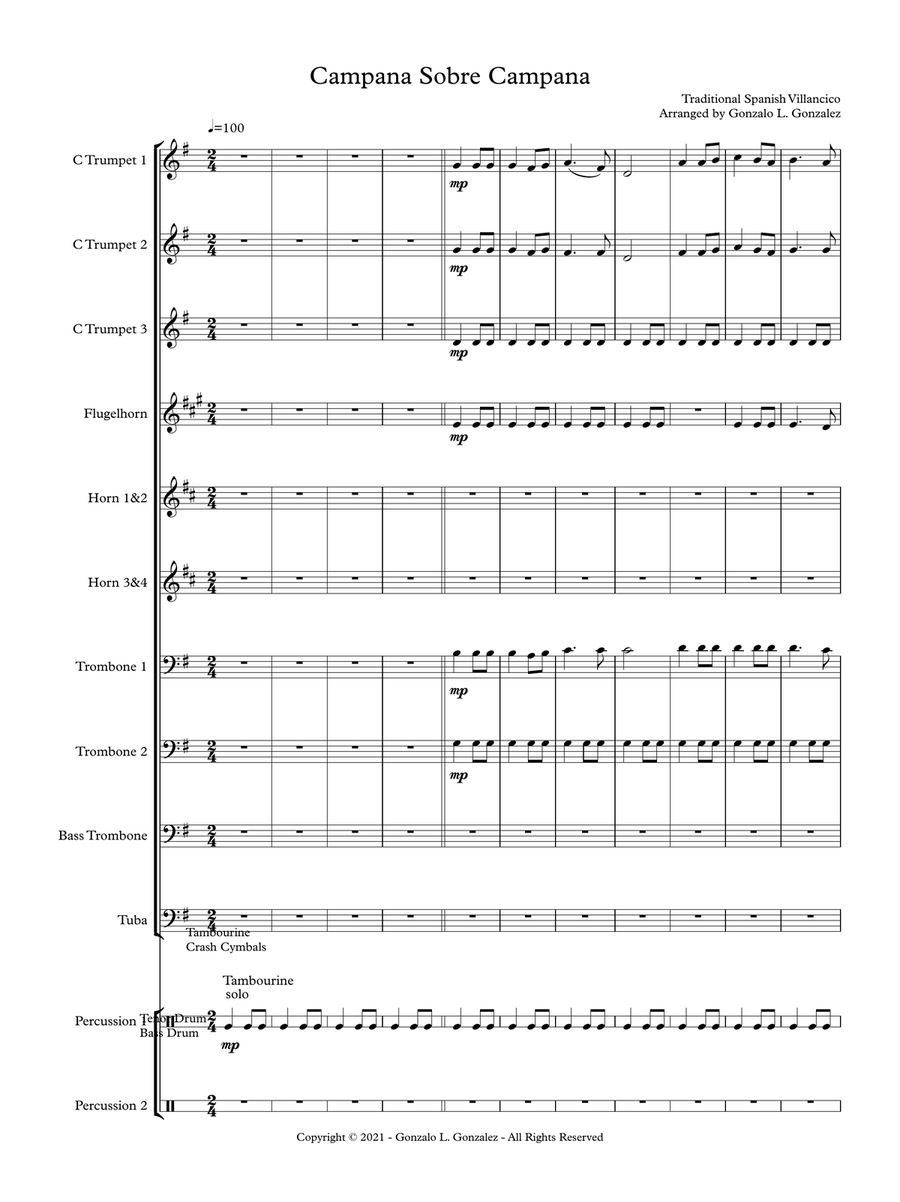 Campana Sobre Campana Campana Sobre Campana Brass Ensemble scores gallery preview page 3