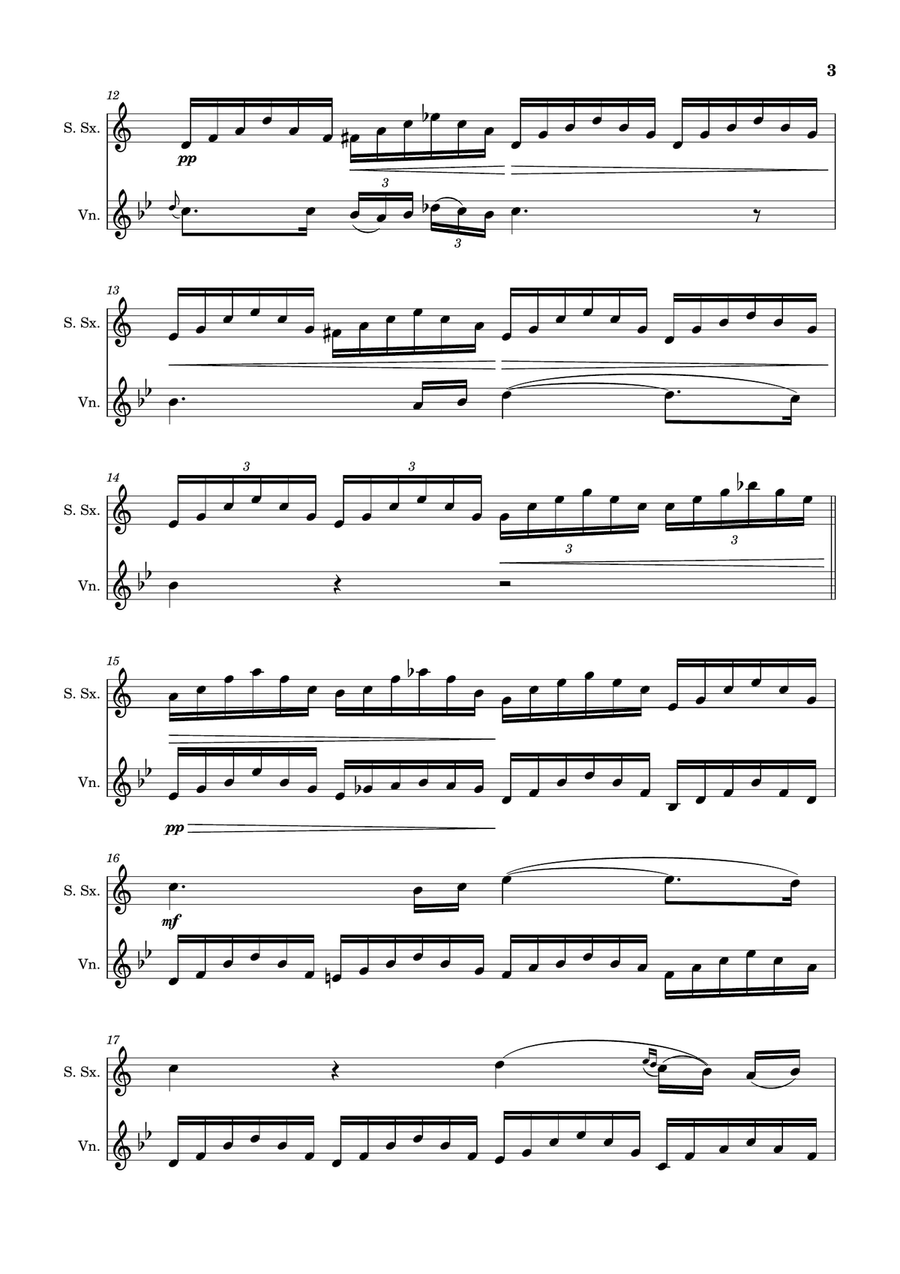 Ave Maria by F. Schubert – Arranged for S. Sax and Violin Chamber Music scores gallery preview page 3