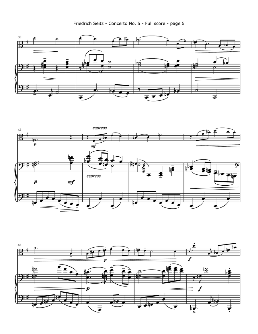 Seitz, F. - Concerto No. 5, Op. 22 Arranged for Viola and Piano Piano scores gallery preview page 5