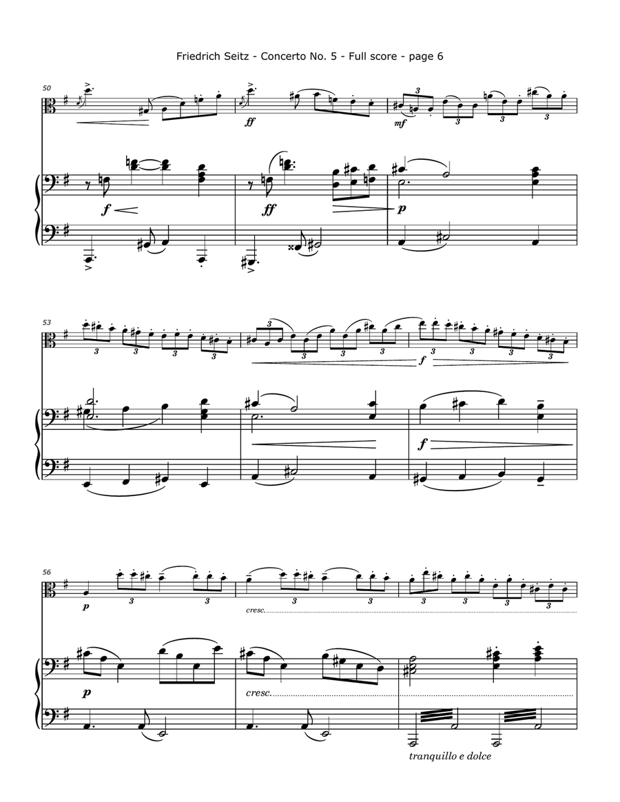 Seitz, F. - Concerto No. 5, Op. 22 Arranged for Viola and Piano Piano scores gallery preview page 6