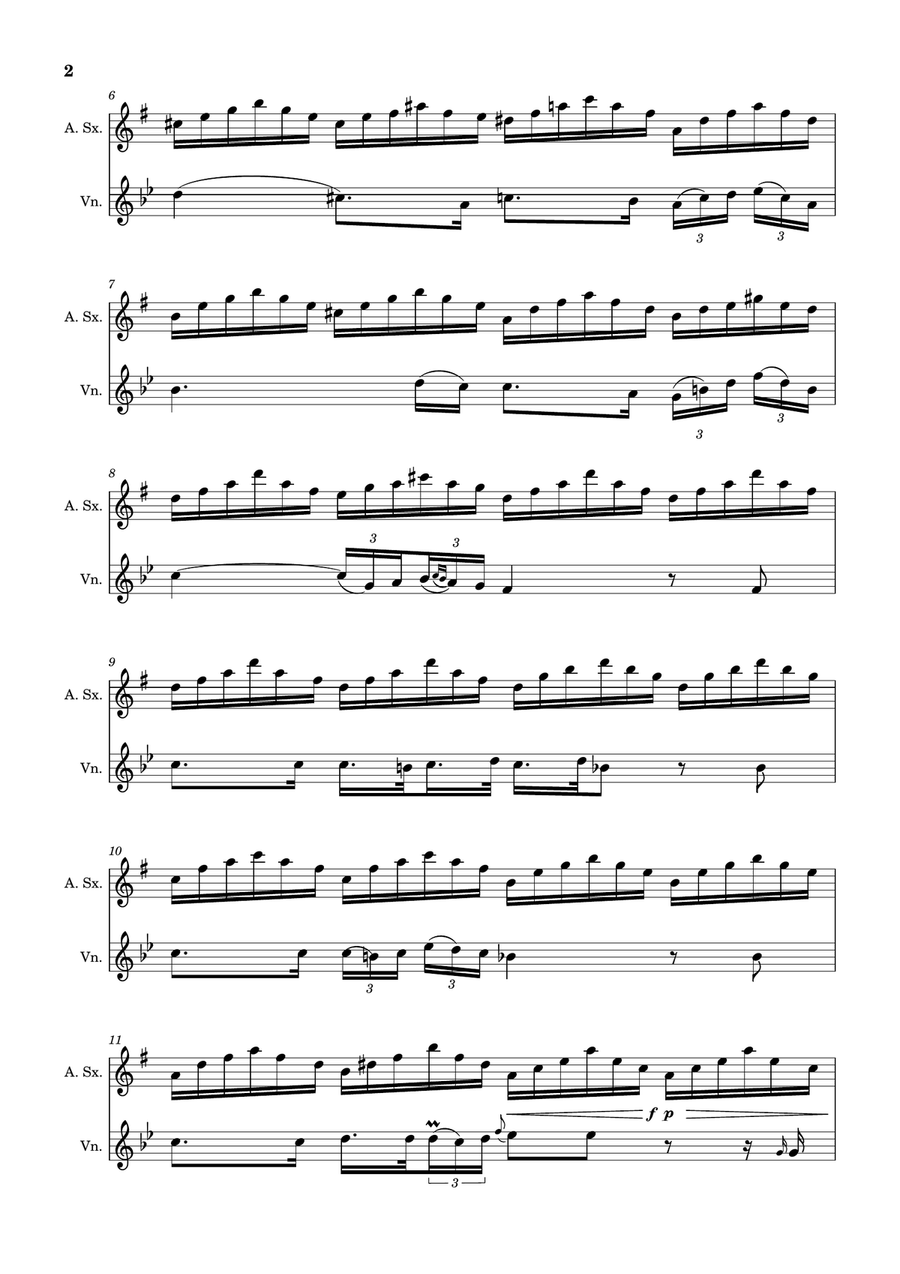 Ave Maria by F. Schubert – Arranged for A. Sax and Violin Chamber Music scores gallery preview page 2