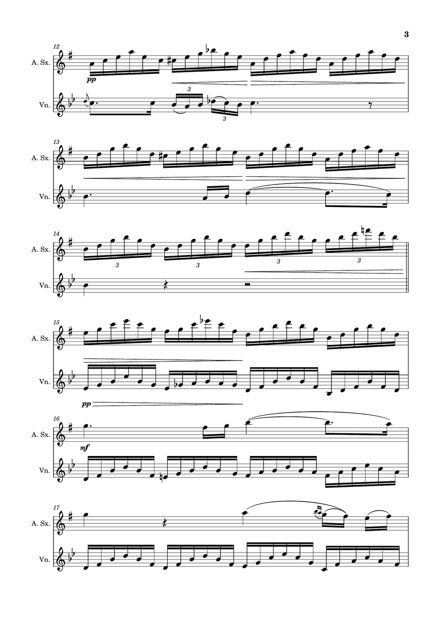 Ave Maria by F. Schubert – Arranged for A. Sax and Violin Chamber Music scores gallery preview page 3