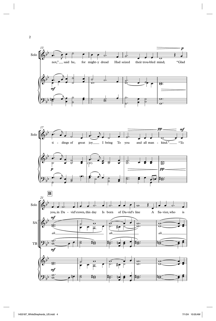 While Shepherds Watch'd While Shepherds Watch'd 4-Part scores gallery preview page 2