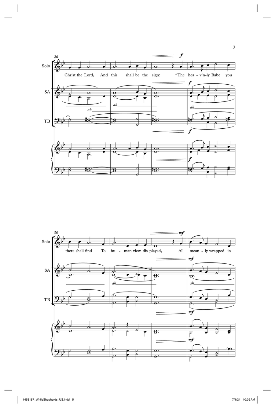 While Shepherds Watch'd While Shepherds Watch'd 4-Part scores gallery preview page 3