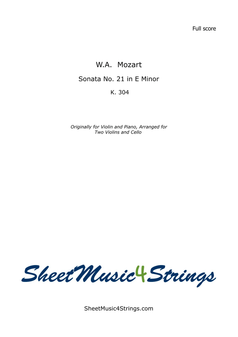 Mozart, W. A. - Sonata. No. 21, K. 304, Arranged for Two Violins and Cello String Trio scores gallery preview page 1