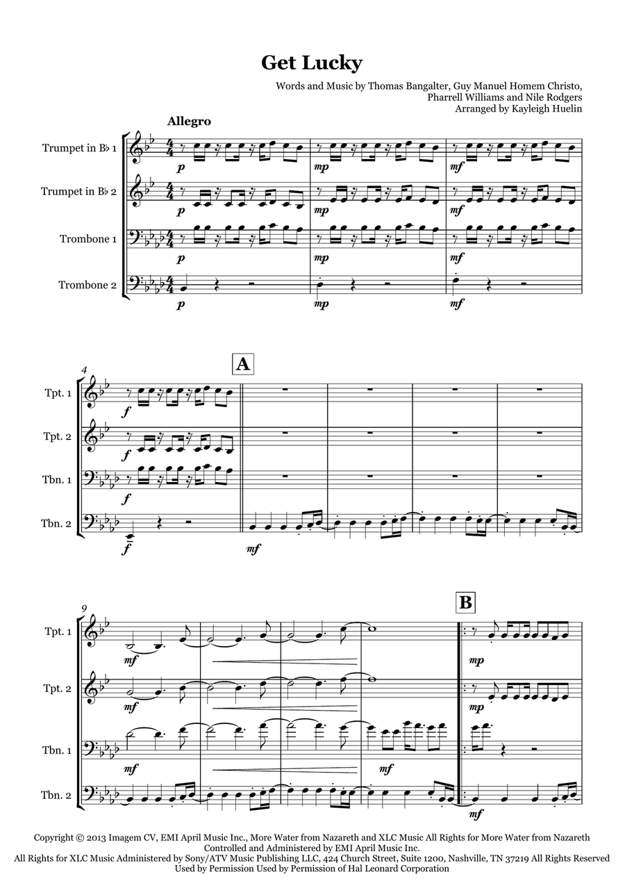 Get Lucky Get Lucky Brass Quartet scores gallery preview page 1