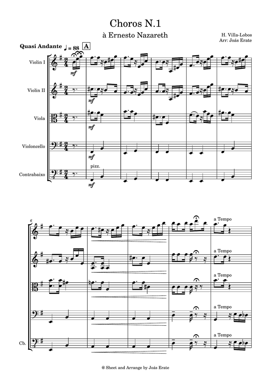 Chôros No.1, W161 Chôros No.1, W161 String Orchestra scores gallery preview page 1