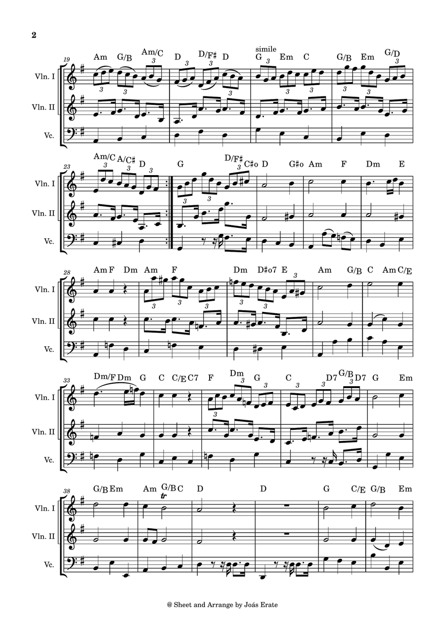 Jesu, Joy of Man's Desire - from Cantata BWV 147 Hertz und Mund und Tat und Leben (Jesu bleibet) String Trio scores gallery preview page 2