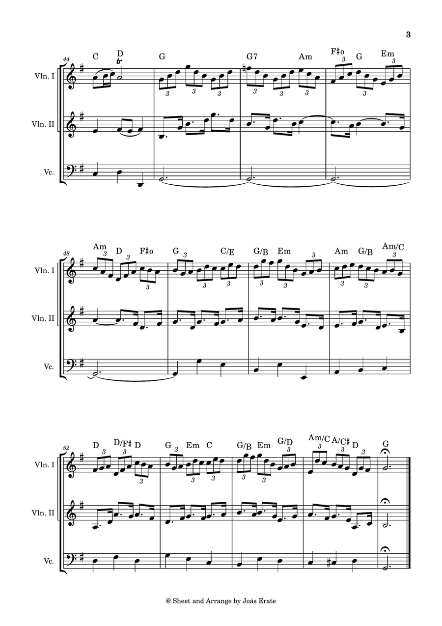 Jesu, Joy of Man's Desire - from Cantata BWV 147 Hertz und Mund und Tat und Leben (Jesu bleibet) String Trio scores gallery preview page 3