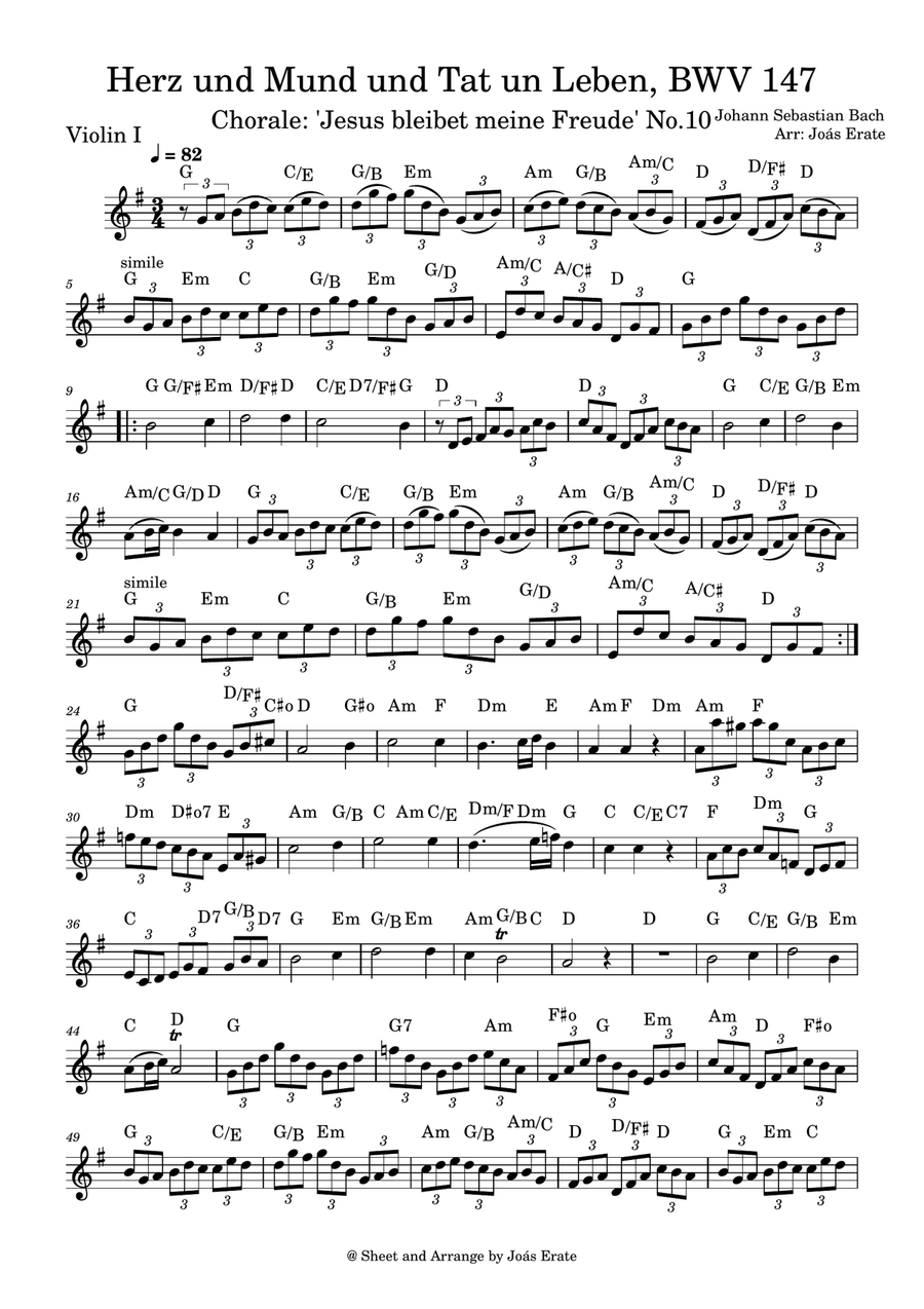 Jesu, Joy of Man's Desire - from Cantata BWV 147 Hertz und Mund und Tat und Leben (Jesu bleibet) String Trio scores gallery preview page 4