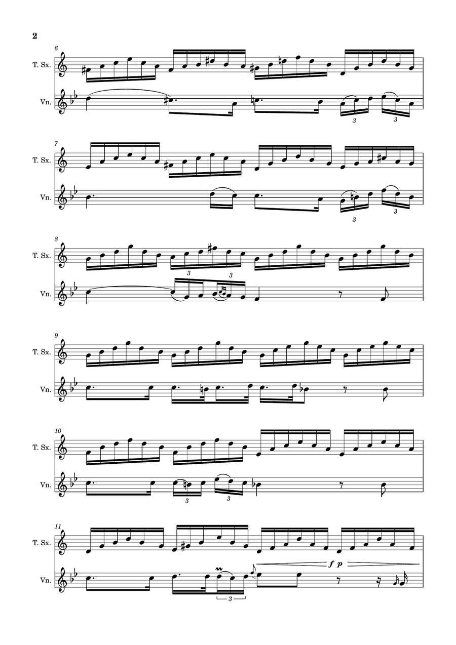 Ave Maria by F. Schubert – Arranged for T. Sax and Violin Chamber Music scores gallery preview page 2