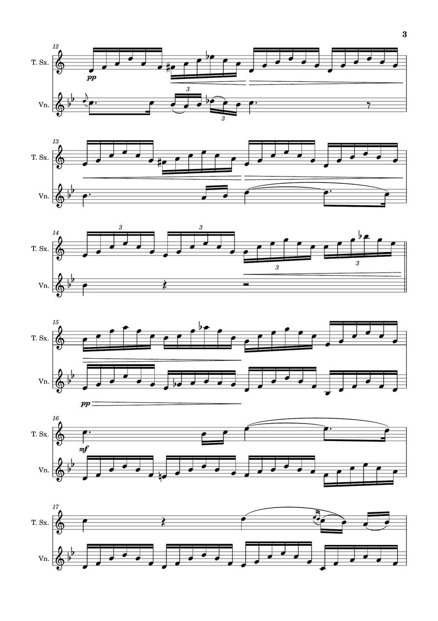 Ave Maria by F. Schubert – Arranged for T. Sax and Violin Chamber Music scores gallery preview page 3