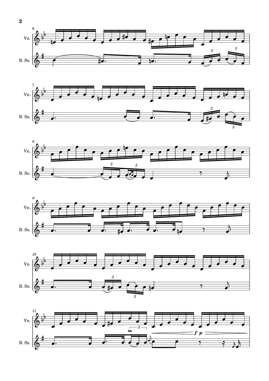 Ave Maria by F. Schubert – Arranged for Violin and B. Sax Chamber Music scores gallery preview page 2