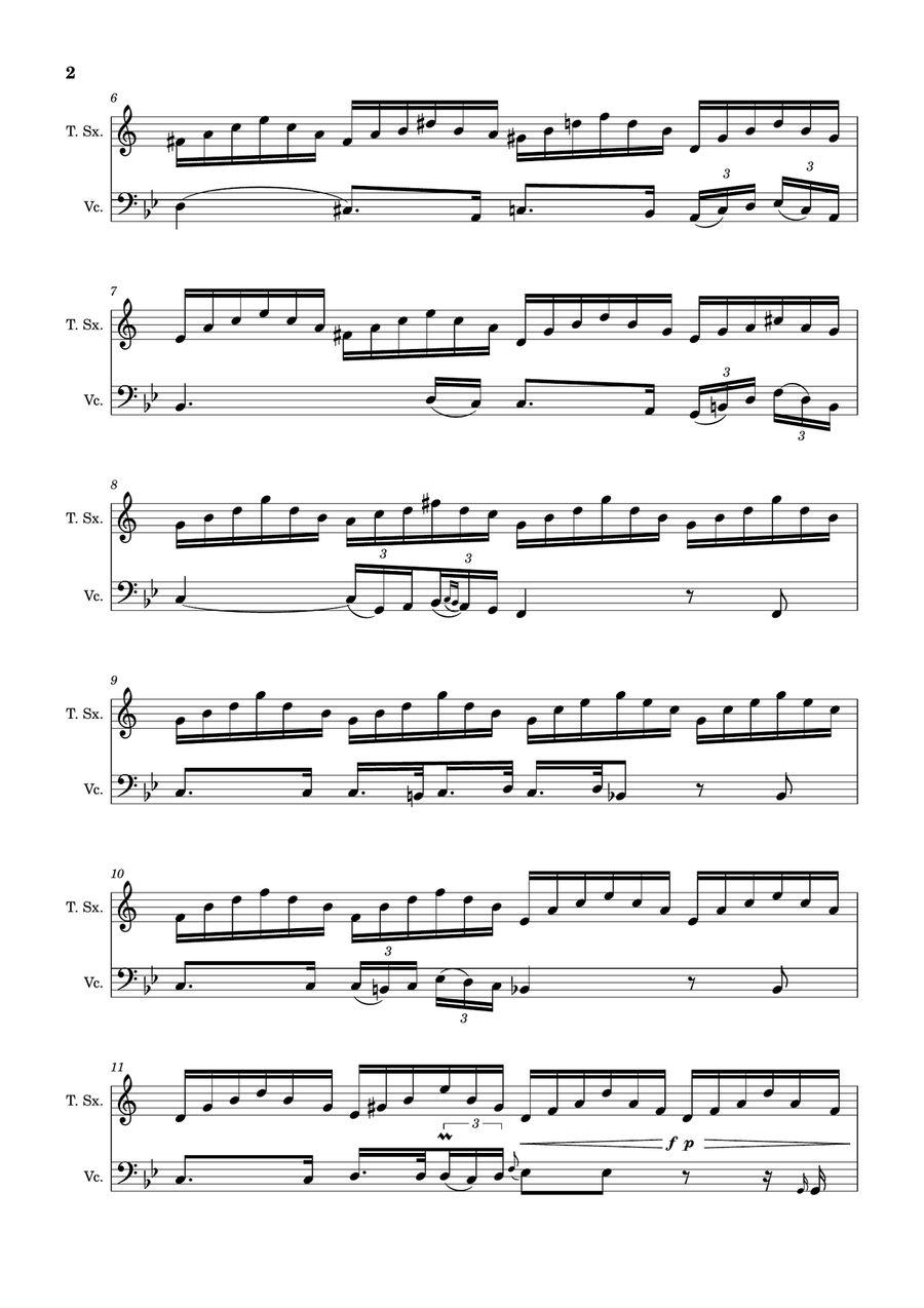 Ave Maria by F. Schubert – Arranged for T. Sax and Cello Chamber Music scores gallery preview page 2