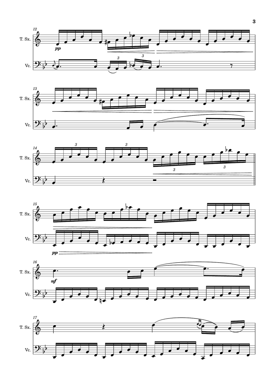 Ave Maria by F. Schubert – Arranged for T. Sax and Cello Chamber Music scores gallery preview page 3