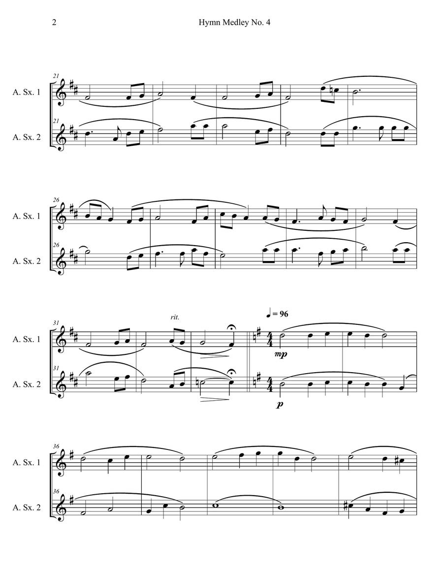 Hymn Medley No. 4 (Alto Sax Duet) Woodwind Duet scores gallery preview page 2