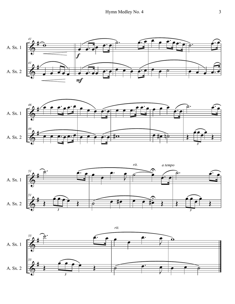Hymn Medley No. 4 (Alto Sax Duet) Woodwind Duet scores gallery preview page 3
