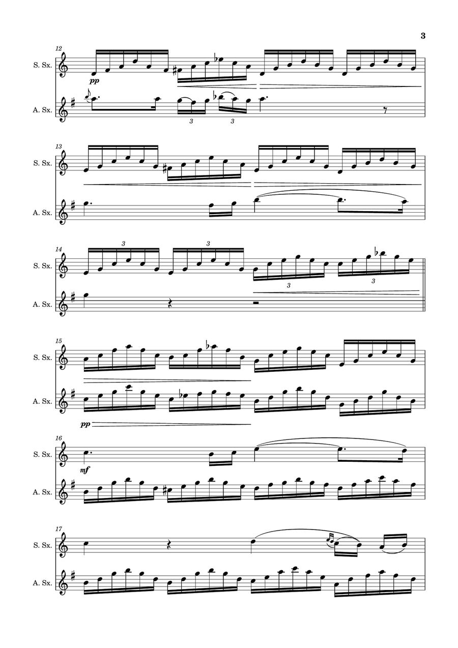 Ave Maria by F. Schubert – Arranged for S. Sax and A. Sax Woodwind Duet scores gallery preview page 3