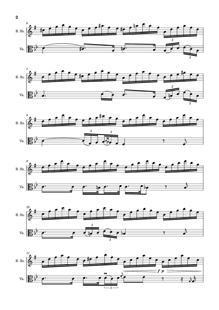 Ave Maria by F. Schubert – Arranged for B. Sax and Viola Chamber Music scores gallery preview page 2