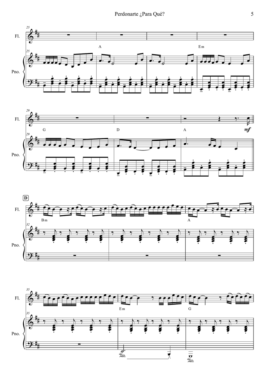 Perdonarte Para Que? Flute scores gallery preview page 5