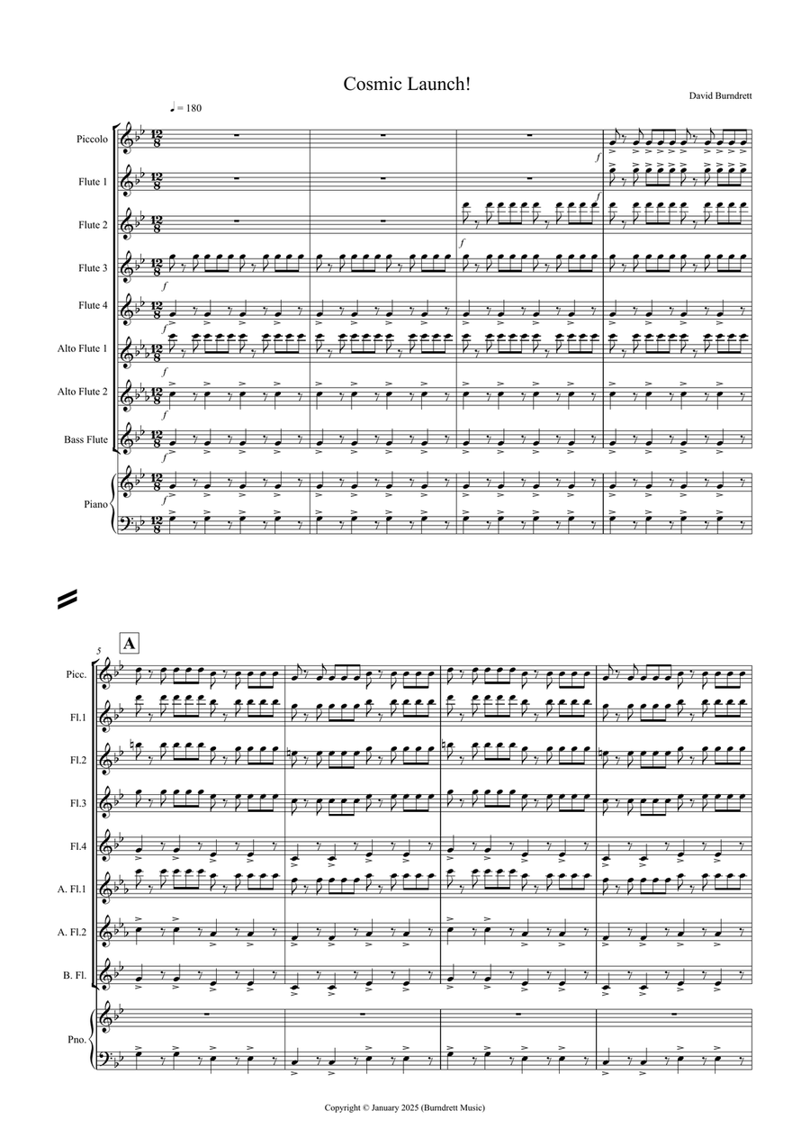 Cosmic Launch! for Flute Choir Flute Choir scores gallery preview page 1
