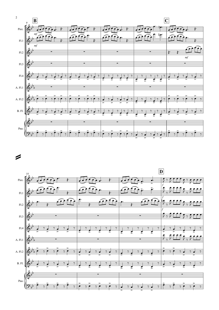 Cosmic Launch! for Flute Choir Flute Choir scores gallery preview page 2
