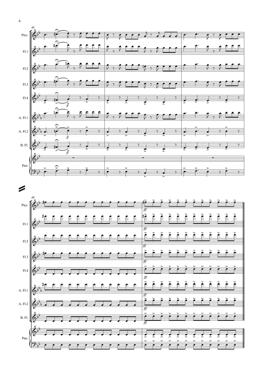 Cosmic Launch! for Flute Choir Flute Choir scores gallery preview page 6