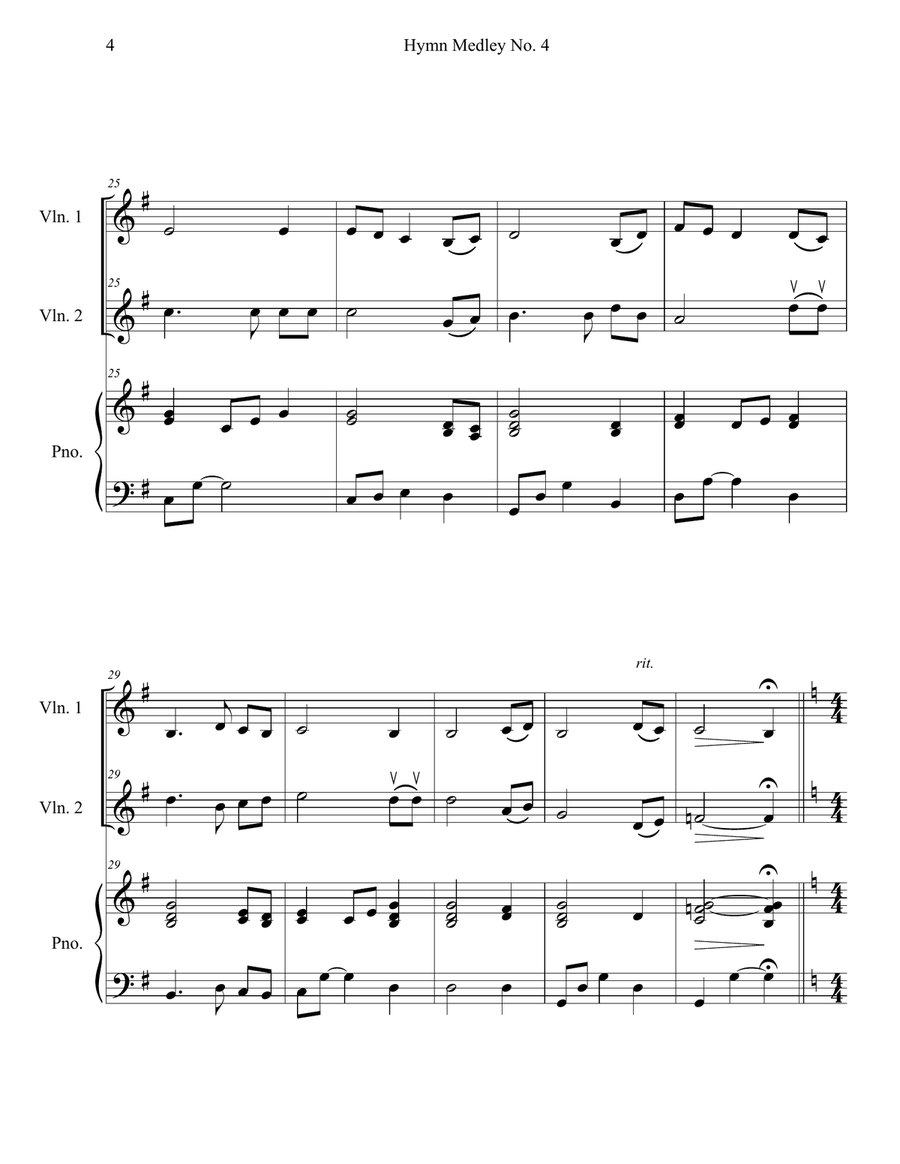 Hymn Medley No. 4 (Violin Duet with Piano Accompaniment) String Duet scores gallery preview page 4