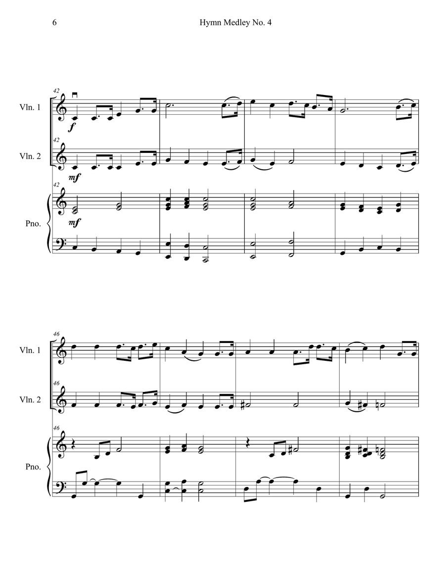 Hymn Medley No. 4 (Violin Duet with Piano Accompaniment) String Duet scores gallery preview page 6