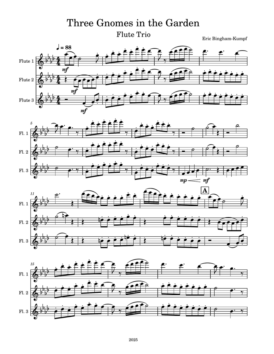 Three Gnomes in the Garden Woodwind Trio scores gallery preview page 1