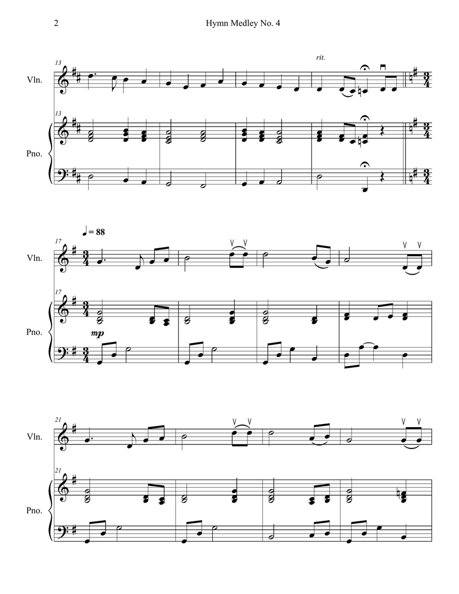 Hymn Medley No. 4 (Violin Solo with Piano Accompaniment) Violin Solo scores gallery preview page 2