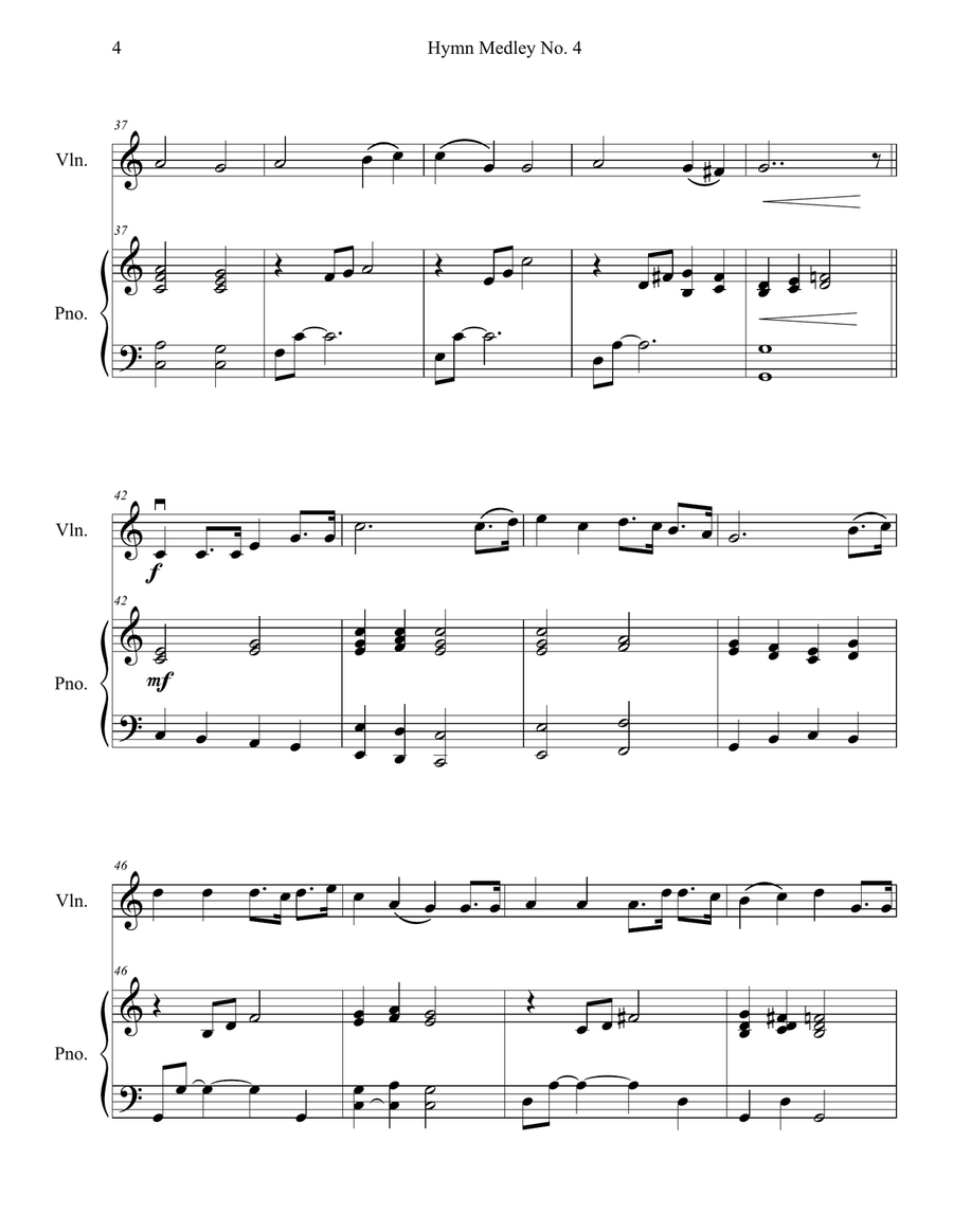 Hymn Medley No. 4 (Violin Solo with Piano Accompaniment) Violin Solo scores gallery preview page 4