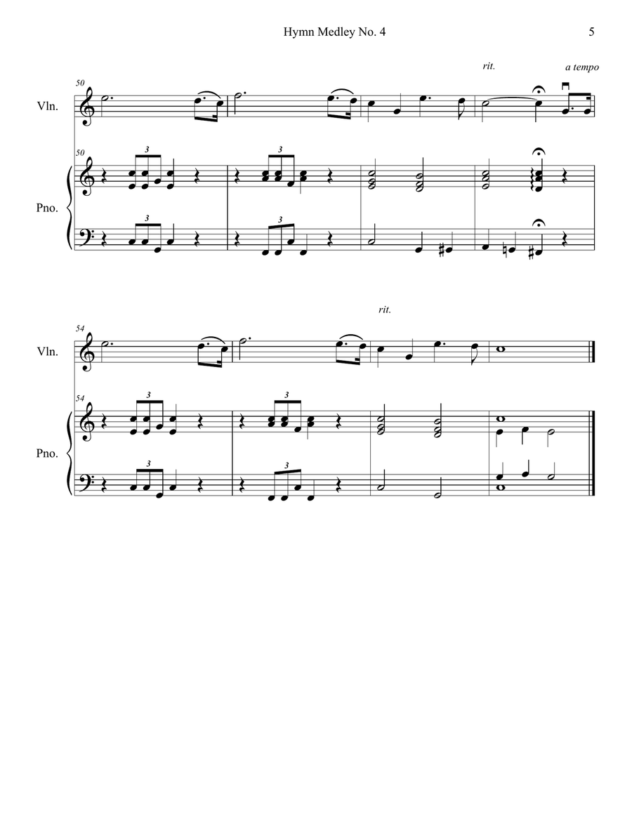 Hymn Medley No. 4 (Violin Solo with Piano Accompaniment) Violin Solo scores gallery preview page 5