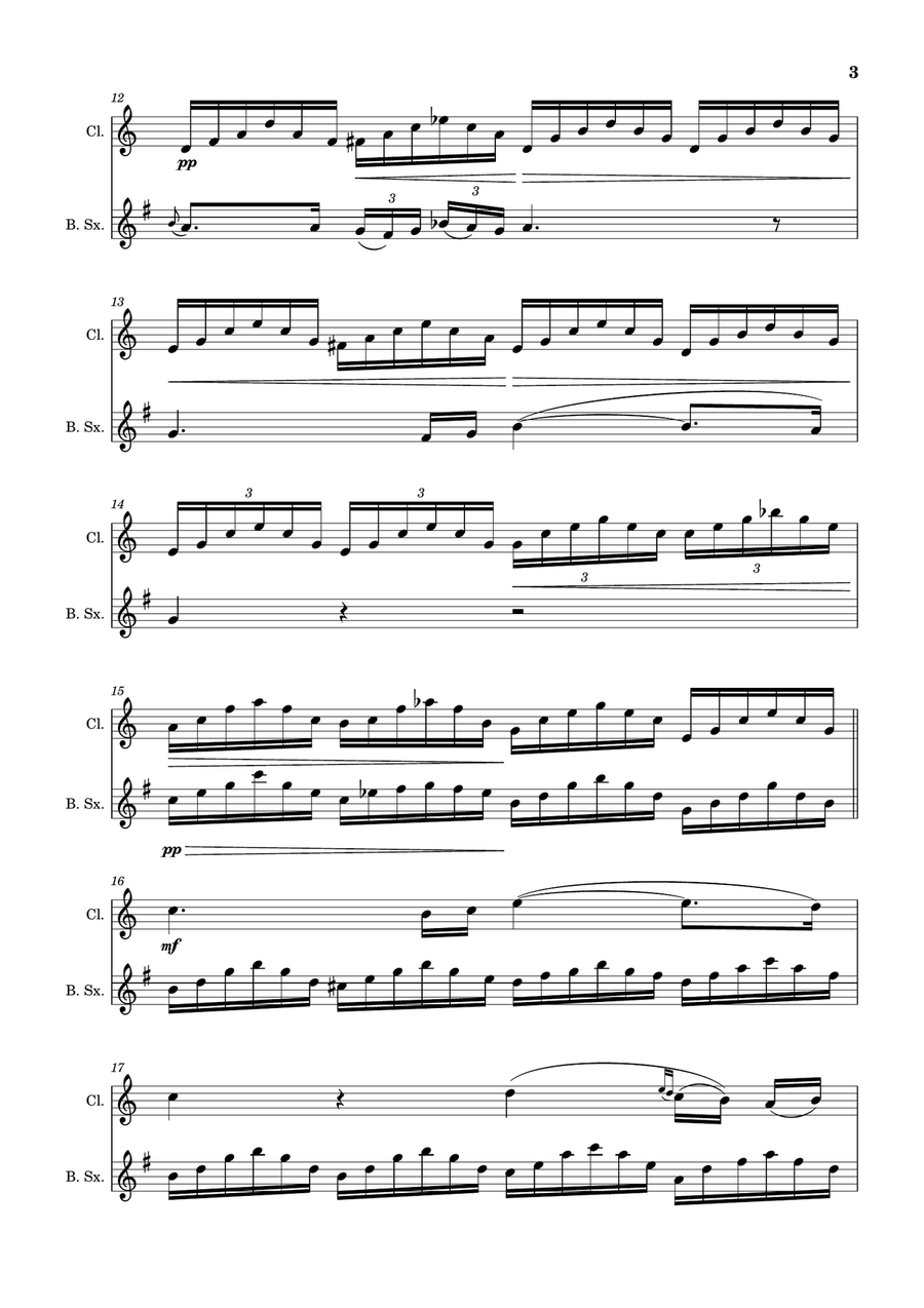 Ave Maria by F. Schubert – Arranged for Clarinet and B. Sax Woodwind Duet scores gallery preview page 3